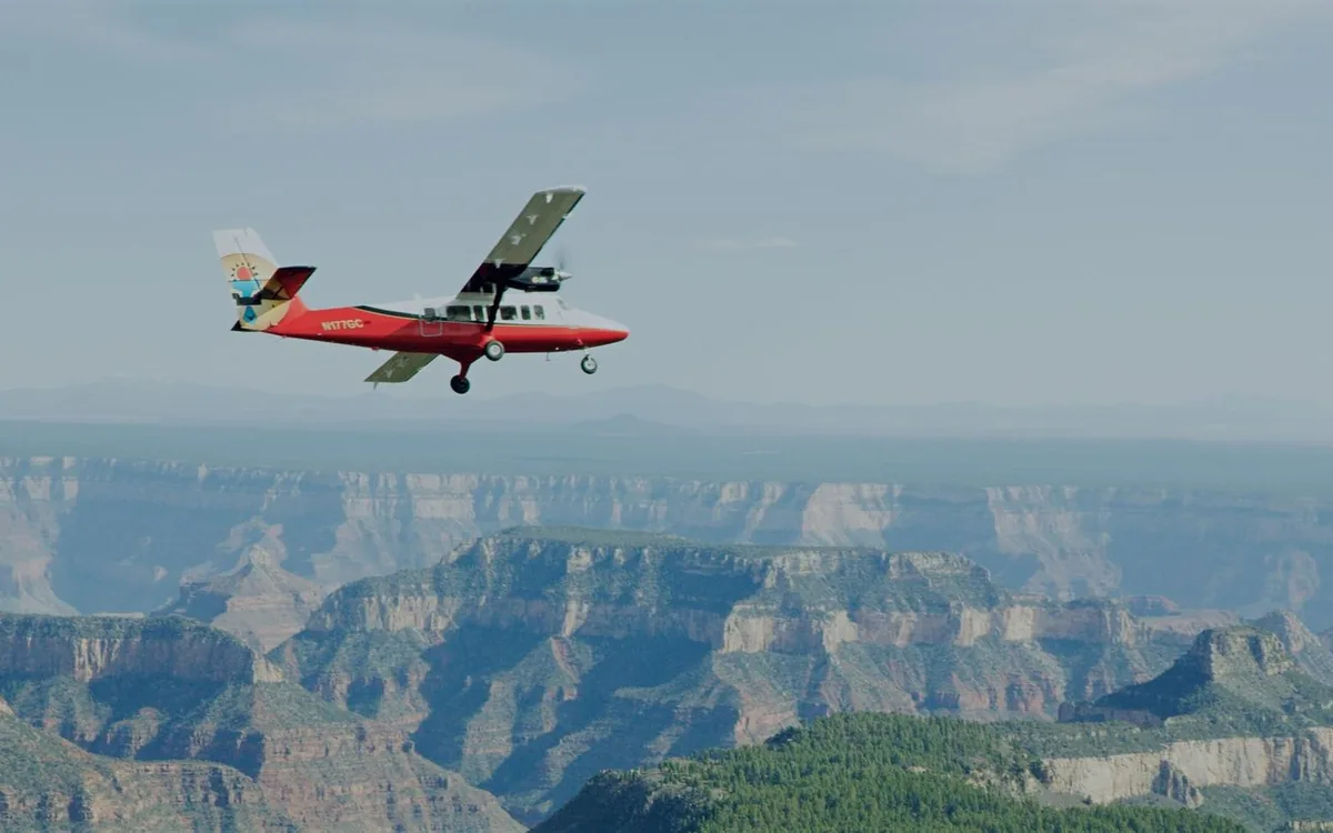A fixed-wing air tour aircraft above the Grand Canyon