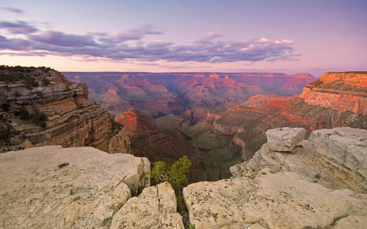 The Grand Canyon at dusk from the South Rim